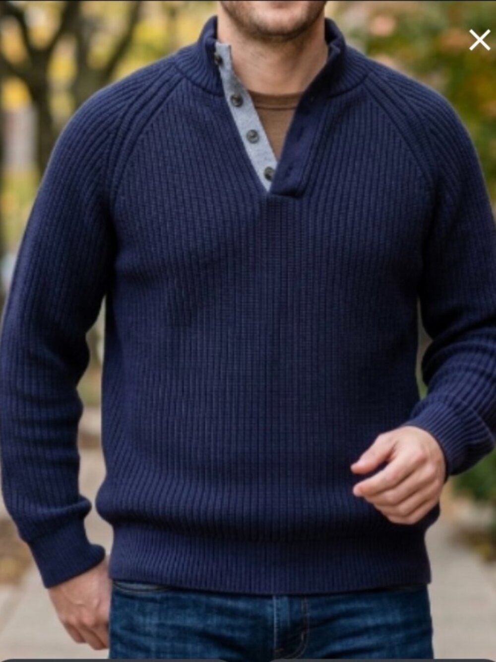 Hope & Henry Men's 100% Organic Cotton Navy Blue Henley Pullover Sweater Size XL